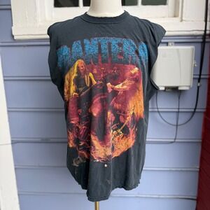 Vtg 2001 Pantera Band Shirt Mens XL Sleeveless Metal Concert Distressed Thrashed